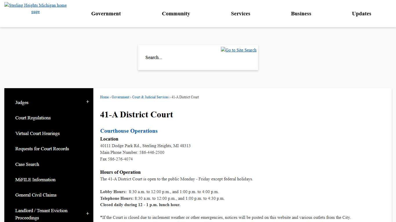 41-A District Court | Sterling Heights, MI - Official Website